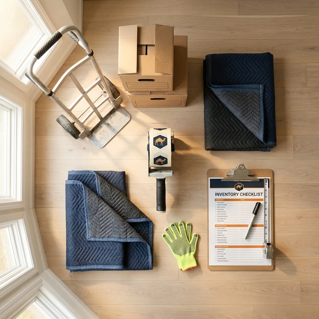 Professional moving supplies and packing materials layout for Clintondale residential relocations